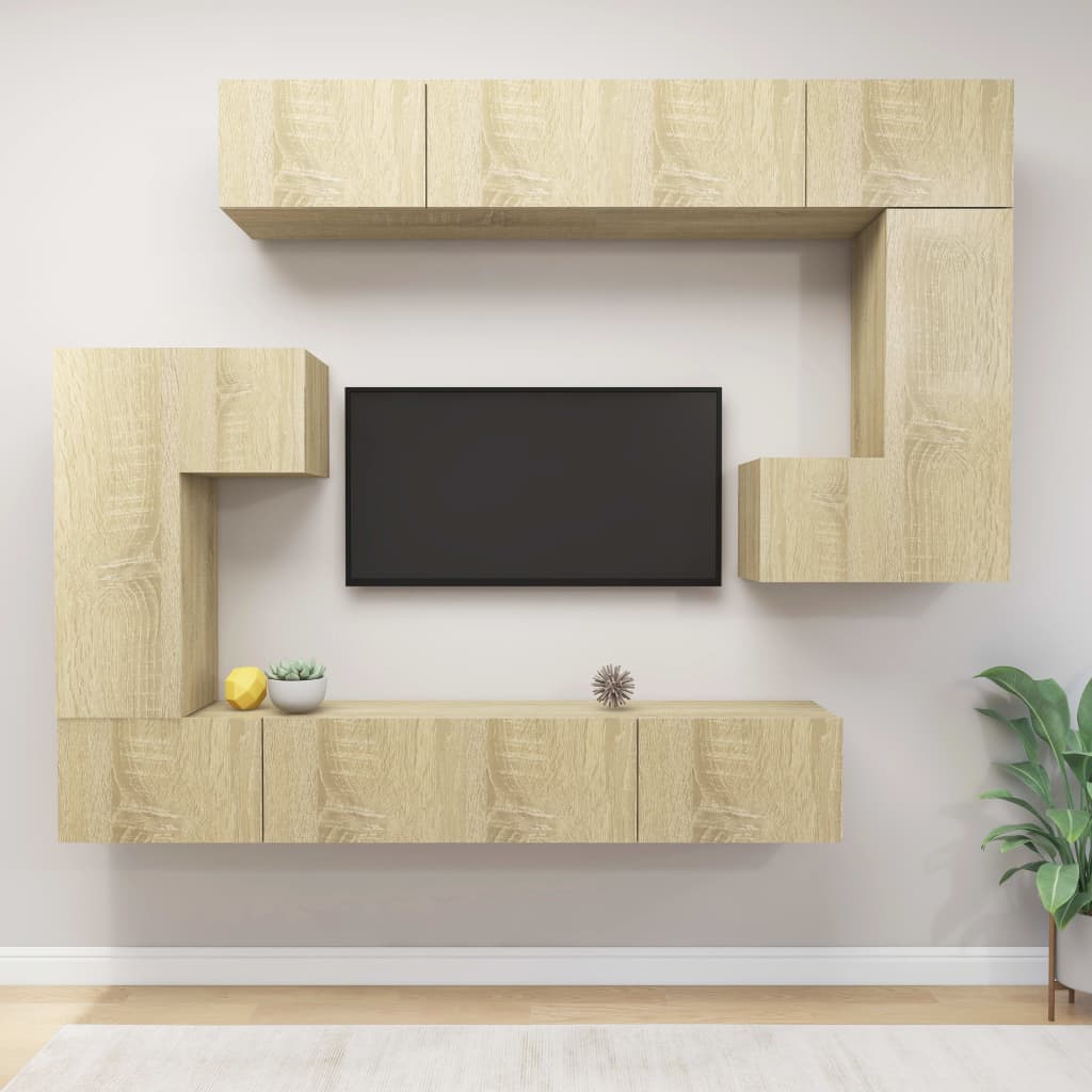 vidaXL Ensemble de meubles TV 8 pcs Chêne sonoma Bois d'ingénierie