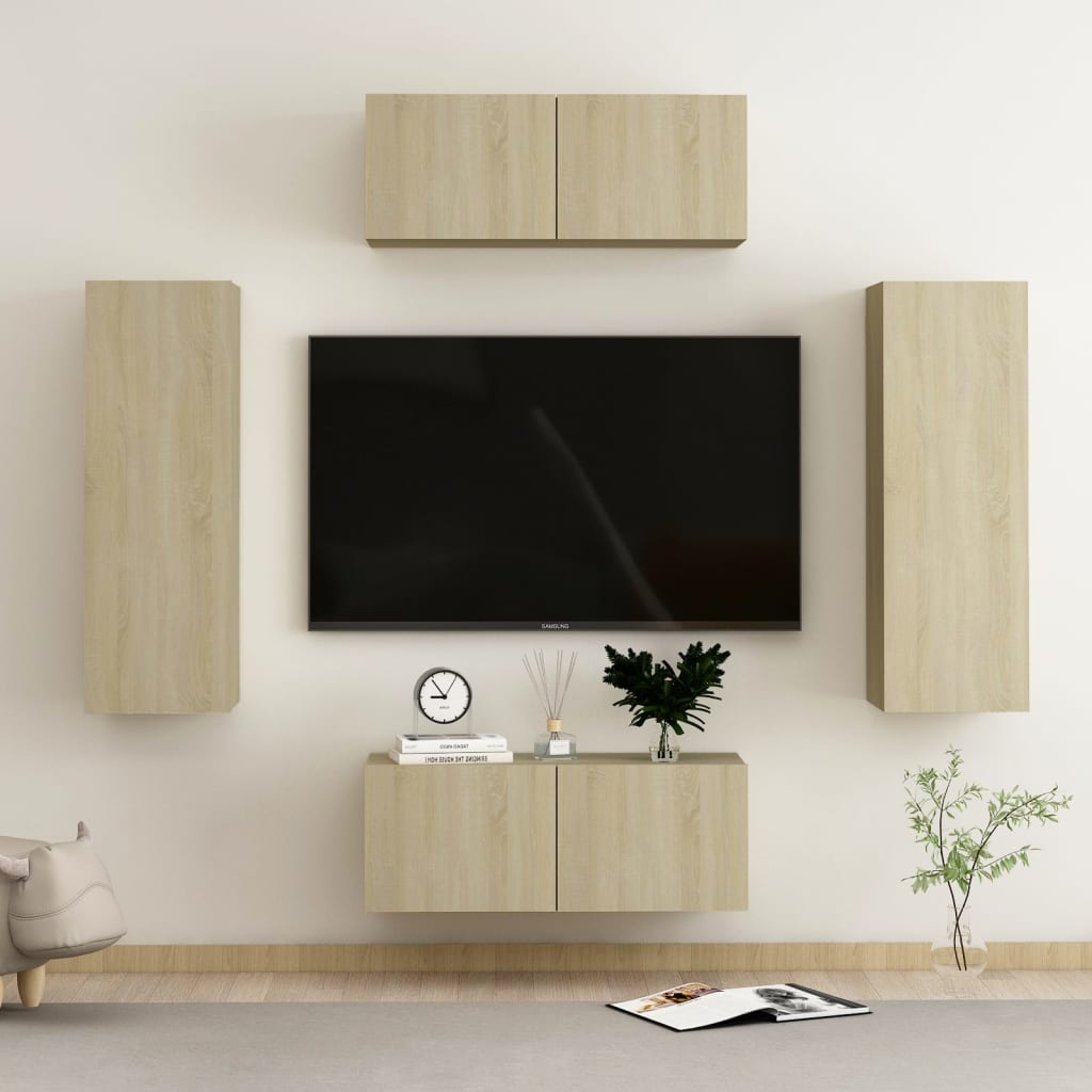 vidaXL Ensemble de meubles TV 4 pcs Chêne sonoma Bois d'ingénierie
