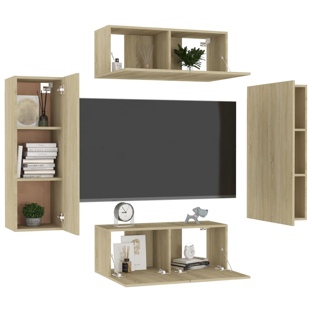 vidaXL Ensemble de meubles TV 4 pcs Chêne sonoma Bois d'ingénierie - Image 3