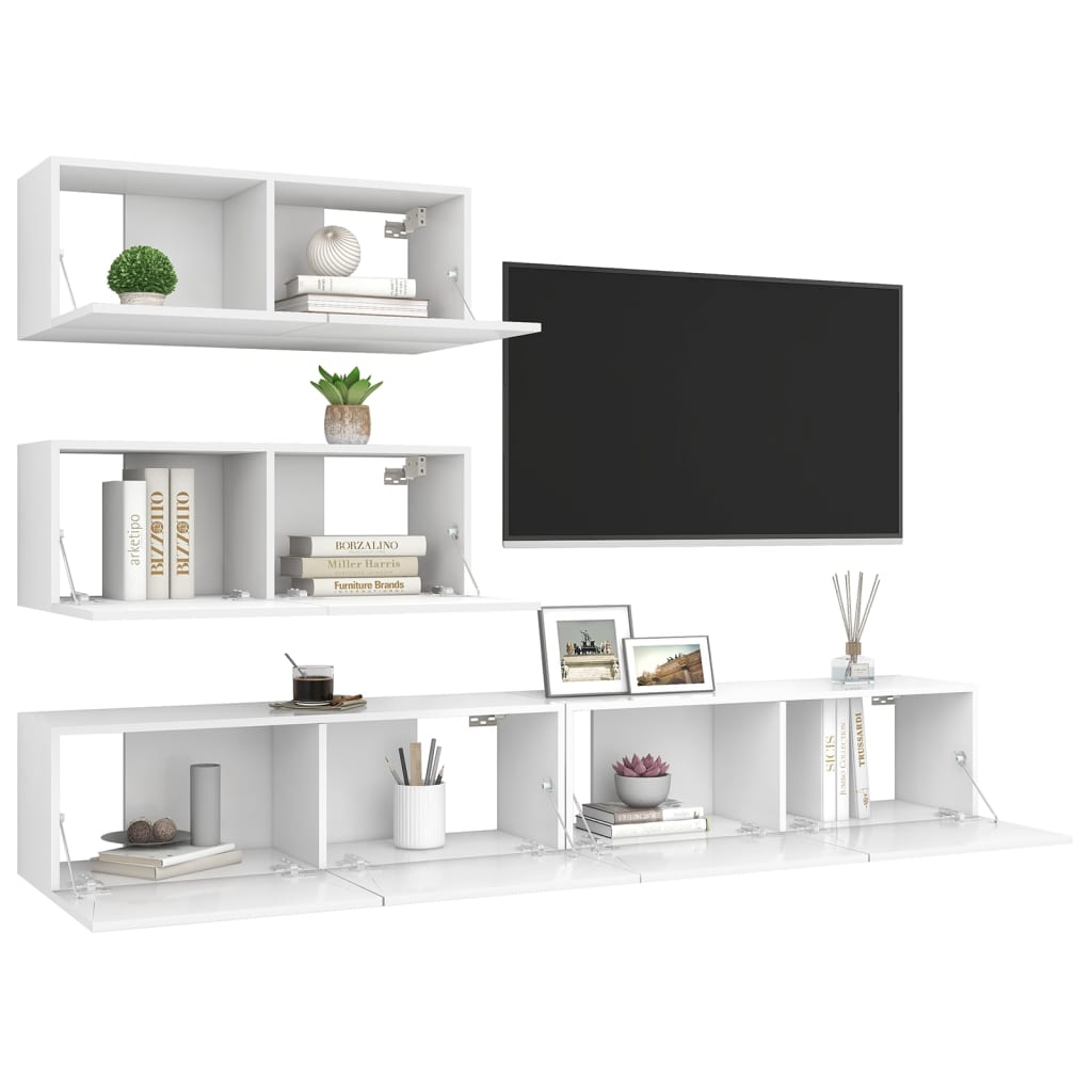 vidaXL Ensemble de meubles TV 4 pcs Blanc Bois d'ingénierie - Image 3