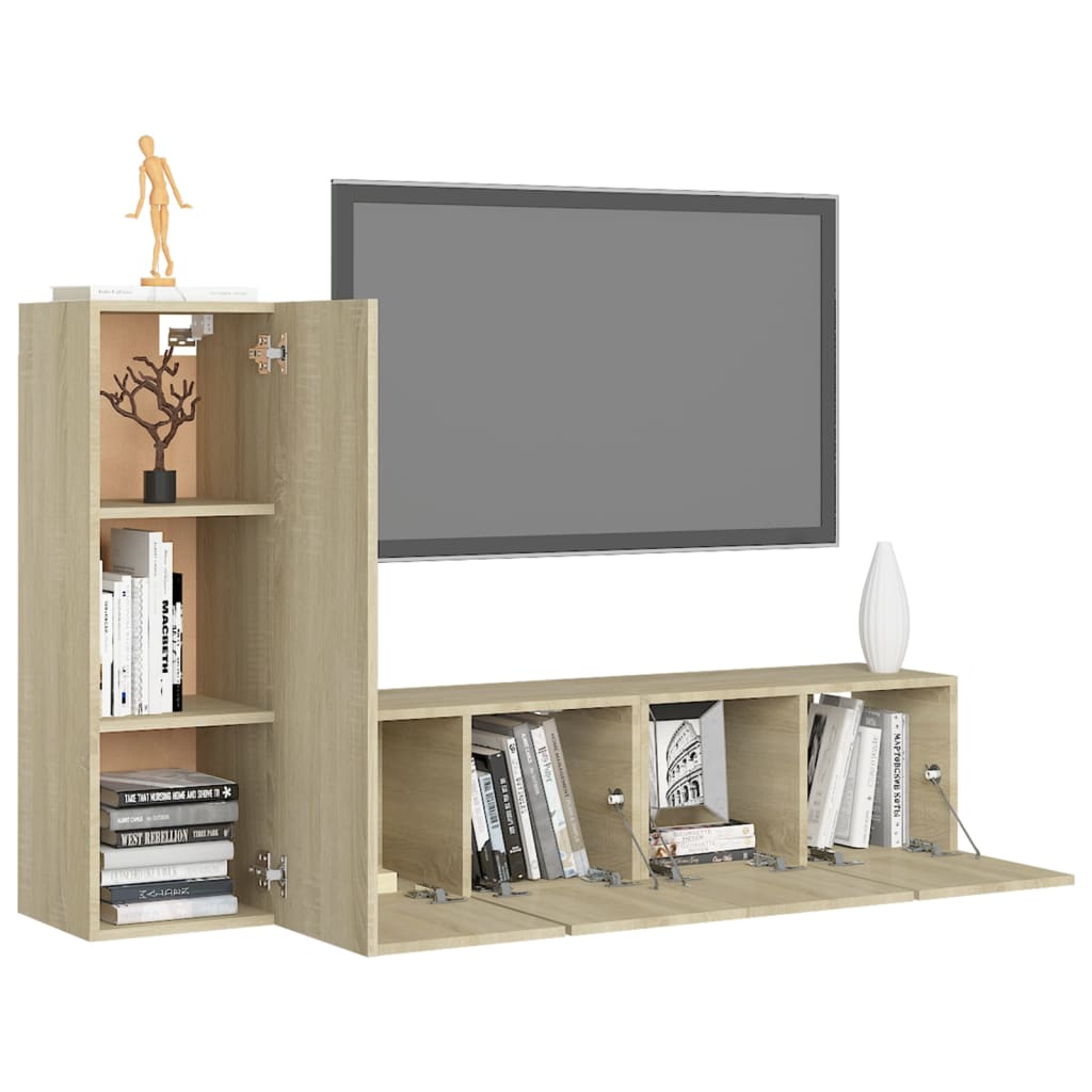vidaXL Ensemble de meubles TV 3 pcs Chêne sonoma Bois d'ingénierie - Image 3