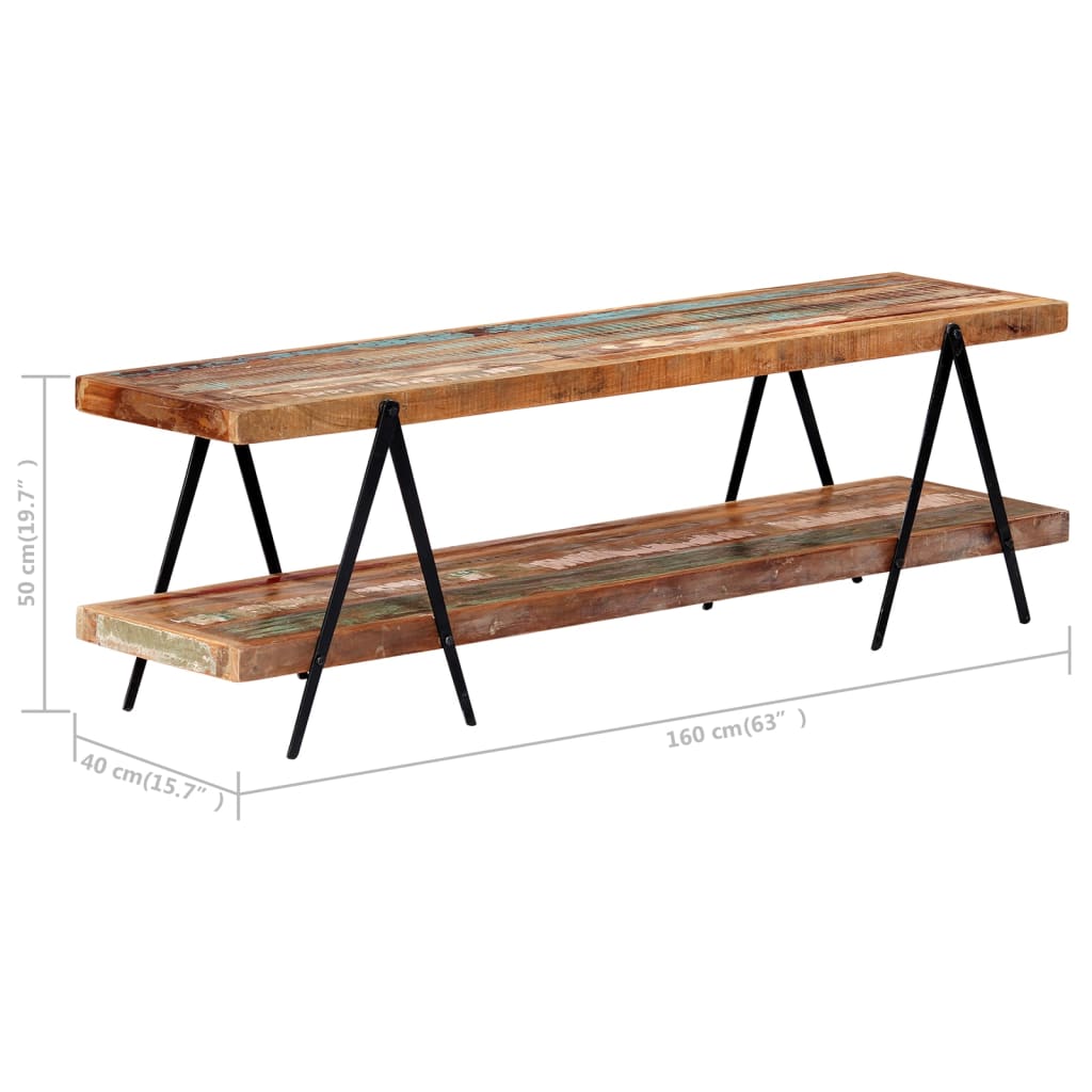 vidaXL Meuble TV 160x40x50 cm Bois de récupération massif - Image 5