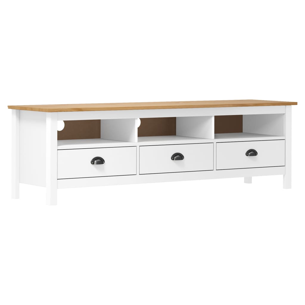 vidaXL Meuble TV Hill Range Blanc 158x40x47 cm Bois de pin solide