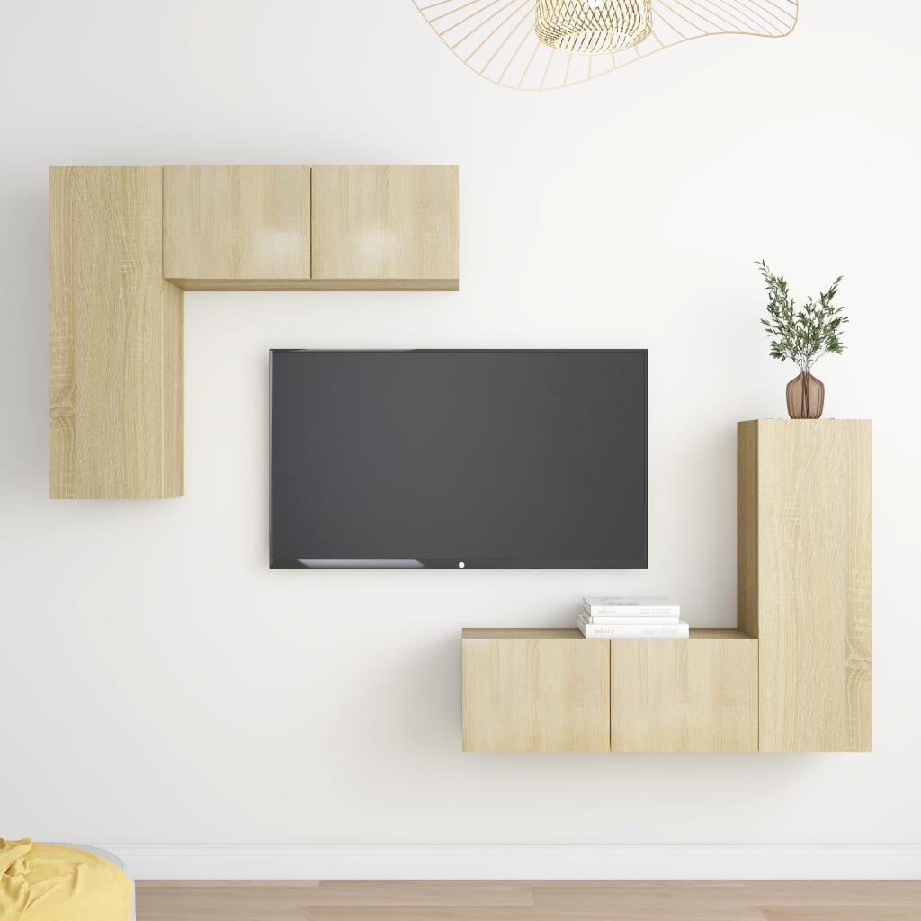 vidaXL Ensemble de meubles TV 4 pcs Chêne sonoma Bois d'ingénierie