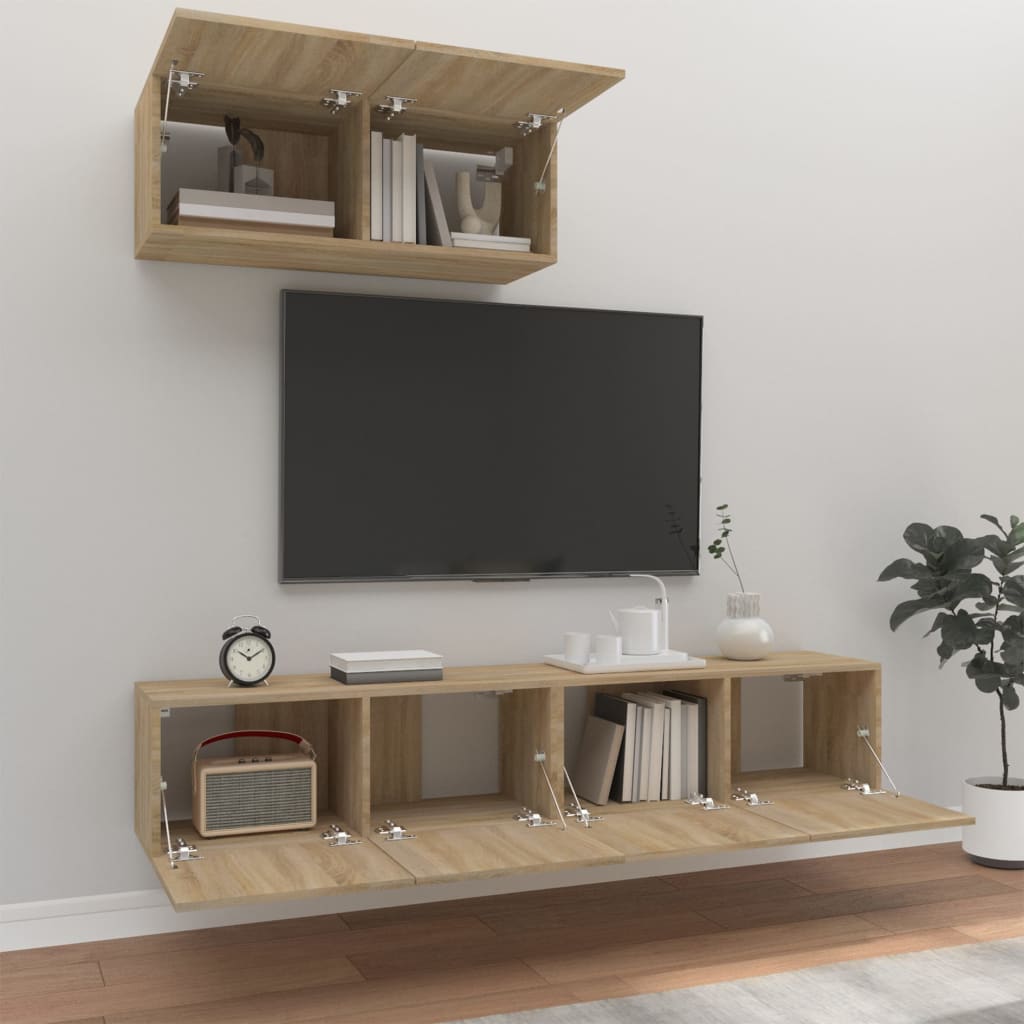 vidaXL Ensemble de meubles TV 3 pcs Chêne sonoma Bois d'ingénierie - Image 3