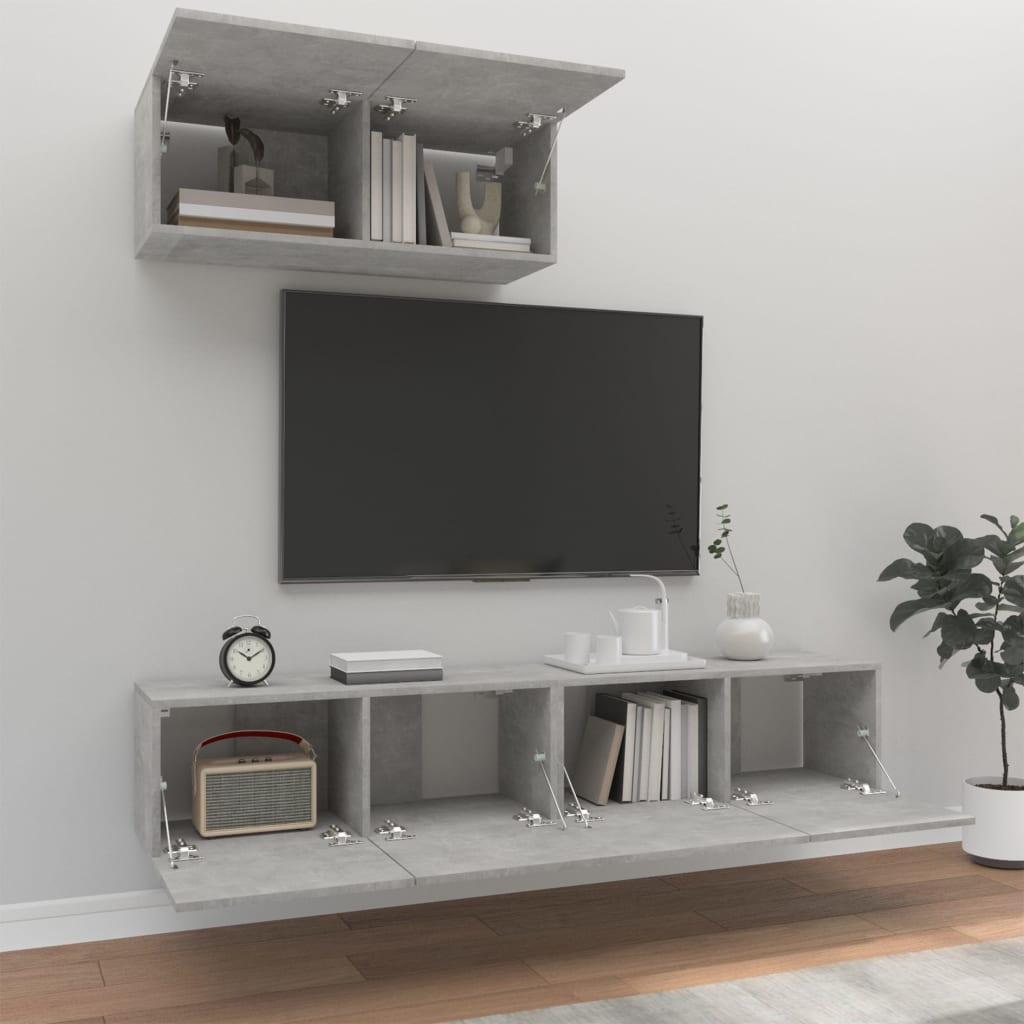 vidaXL Ensemble de meubles TV 3 pcs Gris béton Bois d'ingénierie - Image 3
