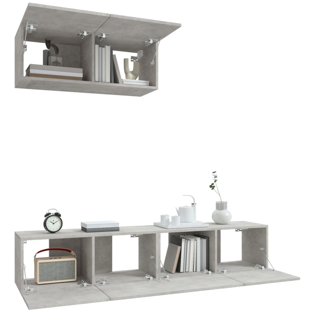 vidaXL Ensemble de meubles TV 3 pcs Gris béton Bois d'ingénierie - Image 4