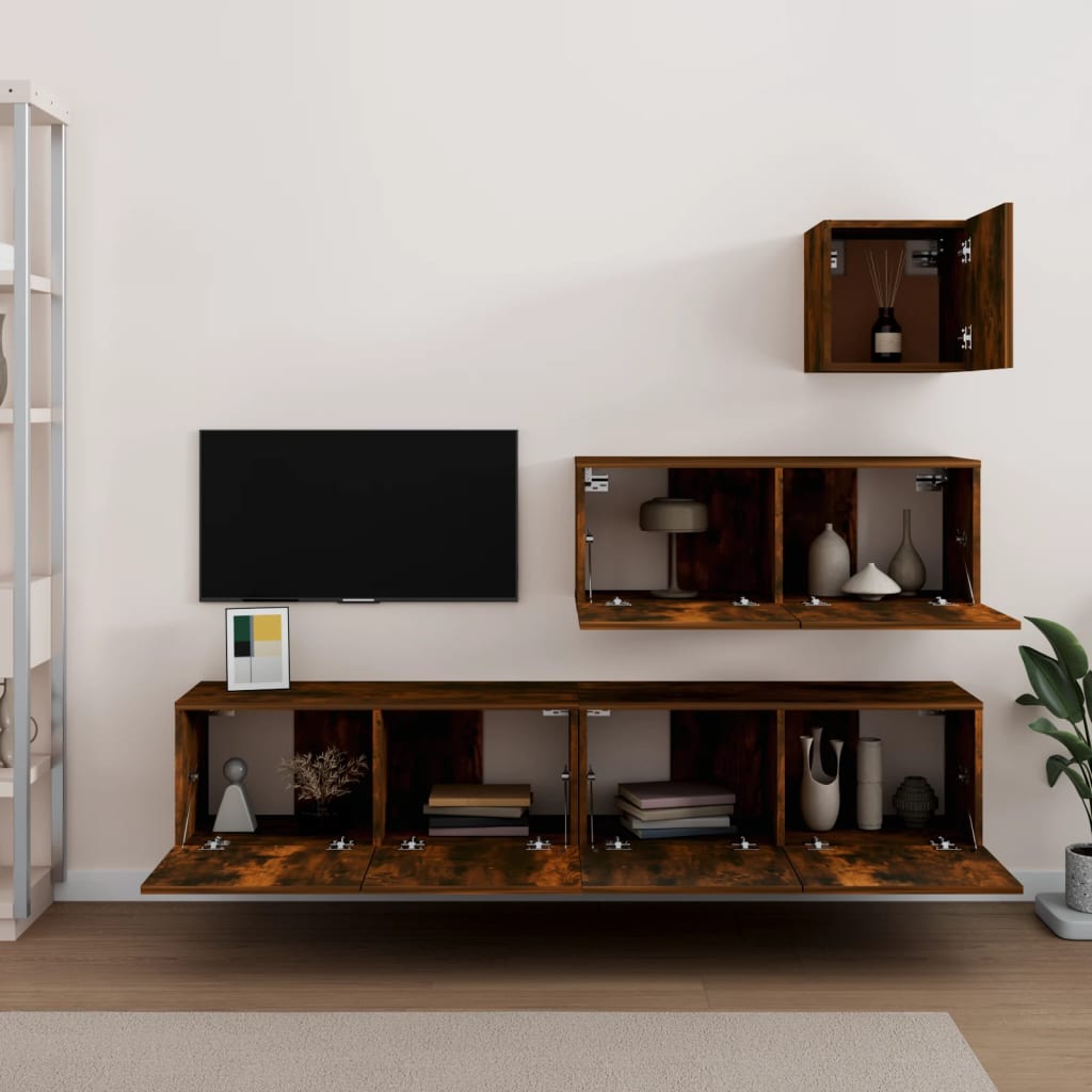 vidaXL Ensemble de meubles TV 4 pcs Chêne fumé Bois d'ingénierie - Image 3