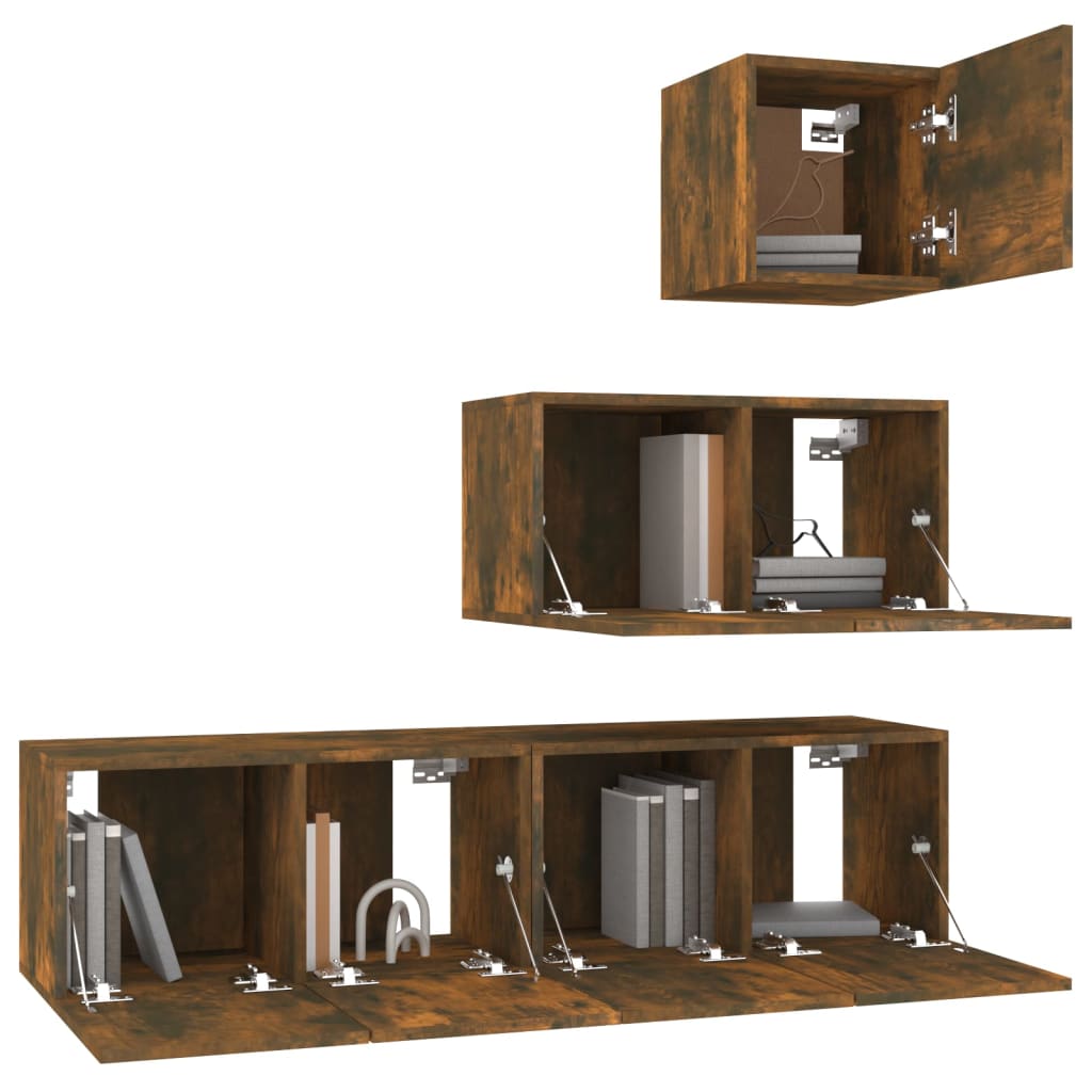 vidaXL Ensemble de meubles TV 4 pcs Chêne fumé Bois d'ingénierie - Image 4