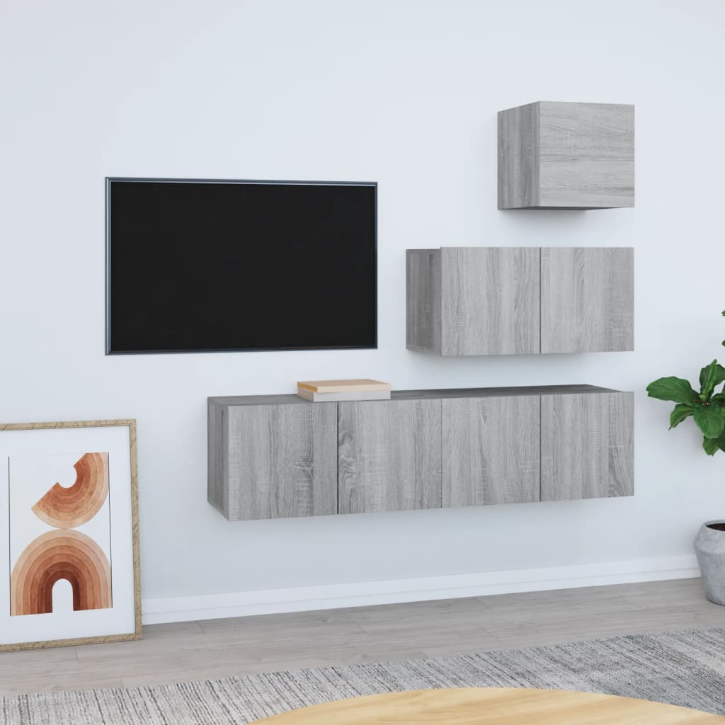 vidaXL Ensemble de meubles TV 4 pcs Sonoma gris Bois d'ingénierie
