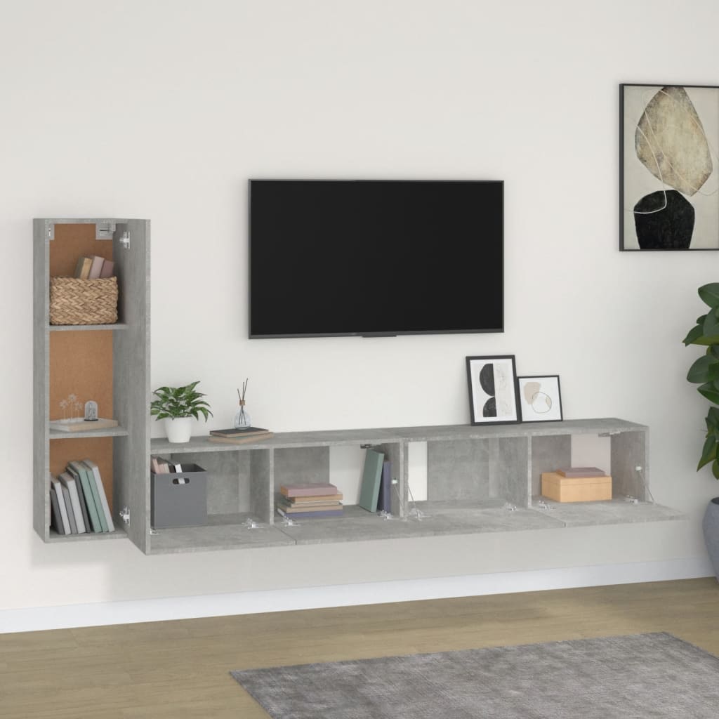 vidaXL Ensemble de meubles TV 3 pcs Gris béton Bois d'ingénierie - Image 3