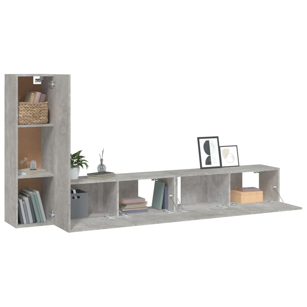 vidaXL Ensemble de meubles TV 3 pcs Gris béton Bois d'ingénierie - Image 4