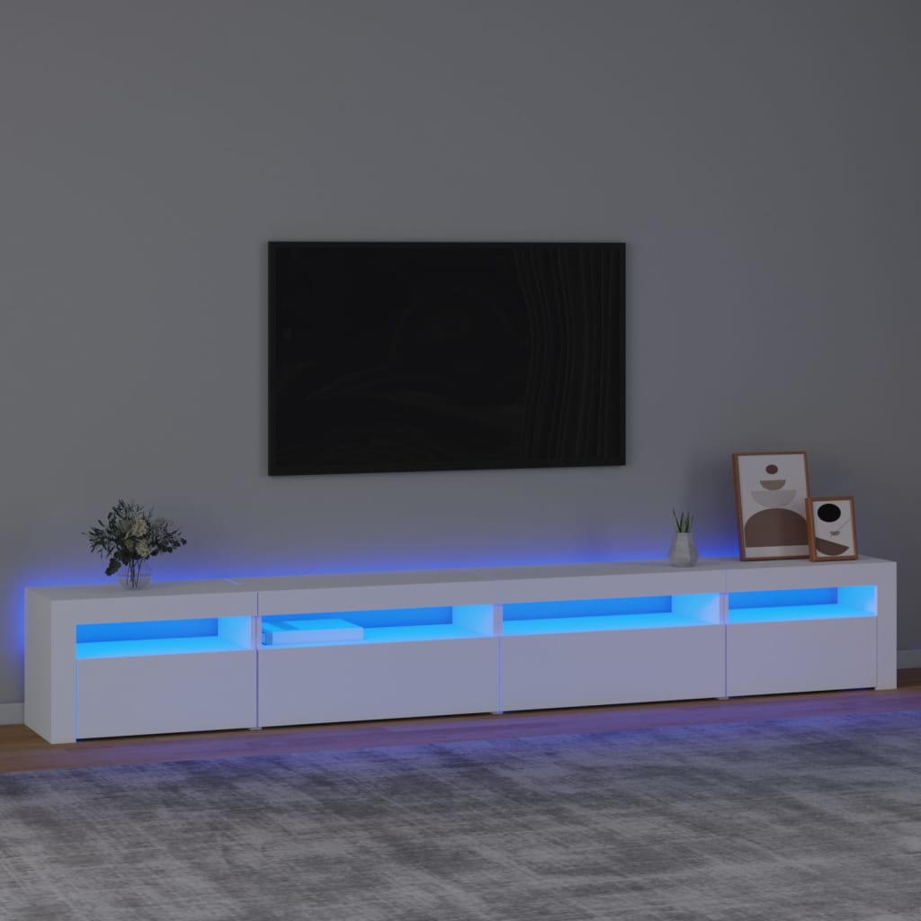 vidaXL Meuble TV avec lumières LED Blanc 270x35x40 cm