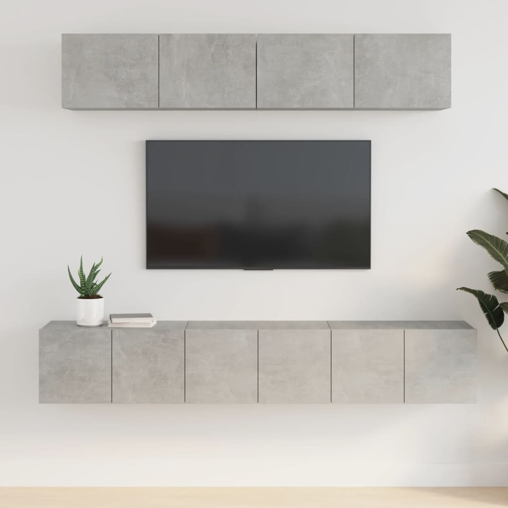 vidaXL Ensemble de meubles TV 5 pcs Gris béton Bois d'ingénierie