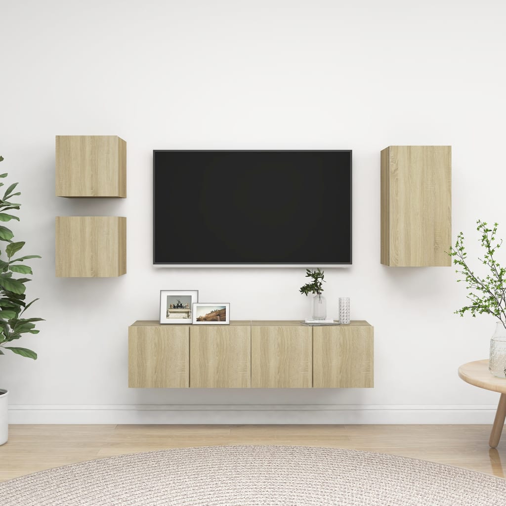 vidaXL Ensemble de meubles TV 5 pcs Chêne sonoma Bois d'ingénierie