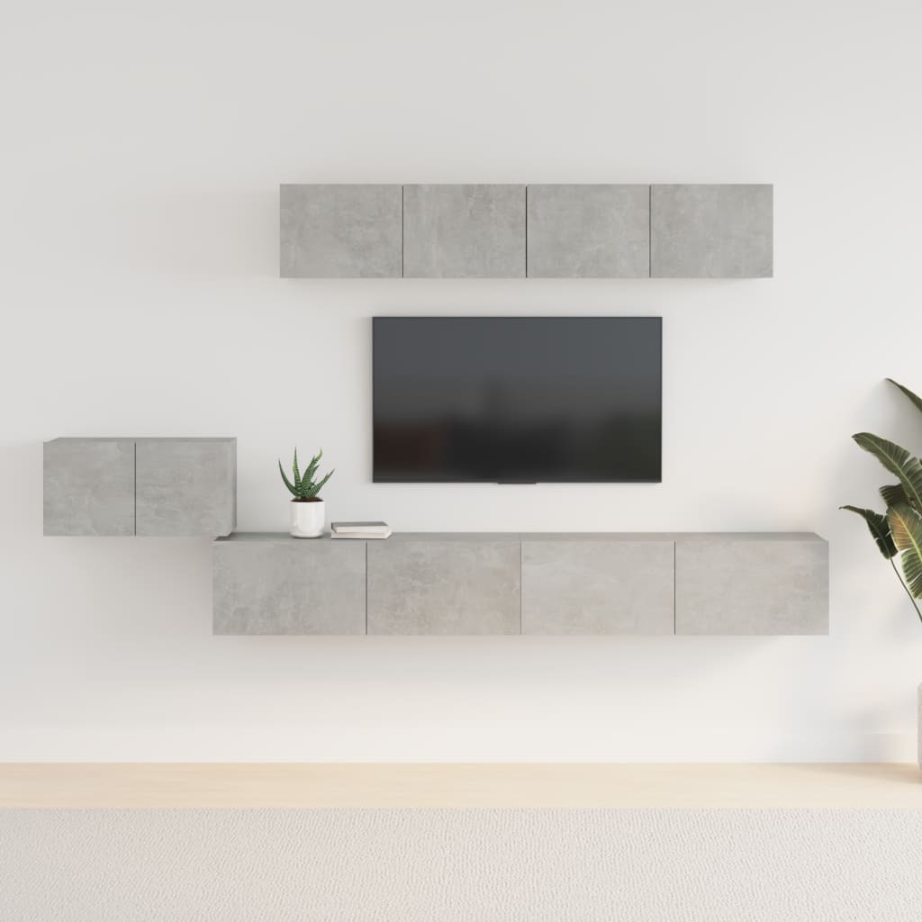 vidaXL Ensemble de meubles TV 5 pcs Gris béton Bois d'ingénierie