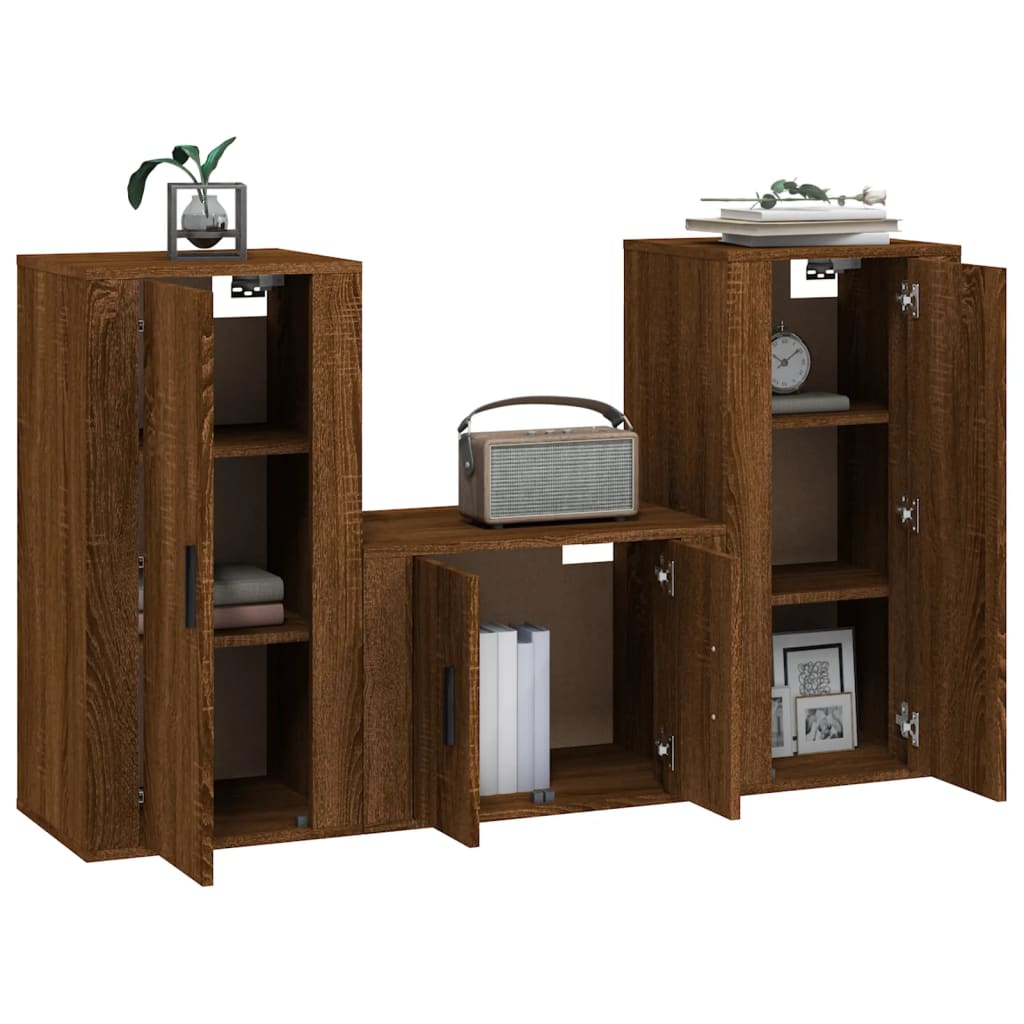 vidaXL Ensemble de meubles TV 3 pcs Chêne marron Bois d'ingénierie - Image 3