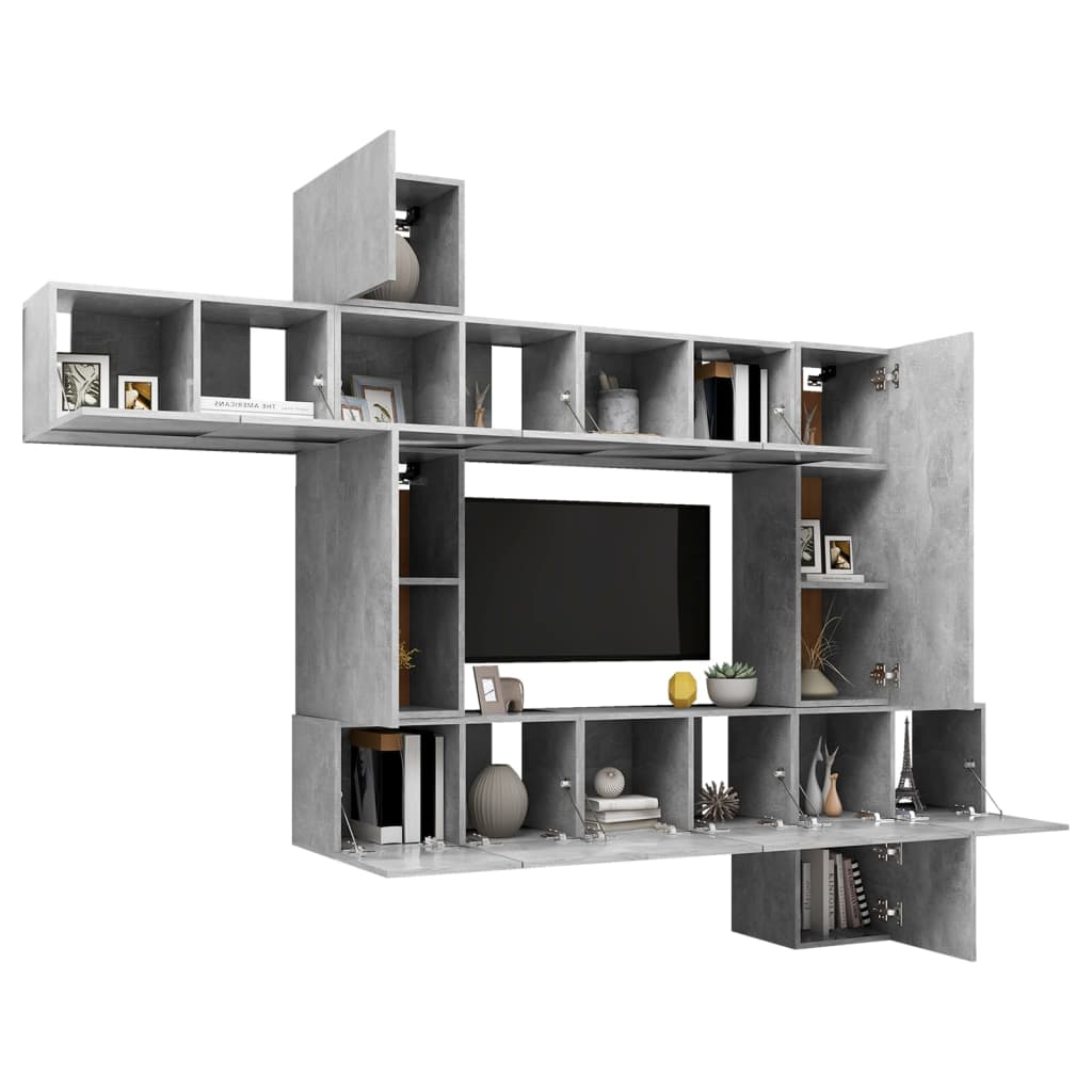 vidaXL Ensemble de meubles TV 10 pcs Gris béton Bois d'ingénierie - Image 3