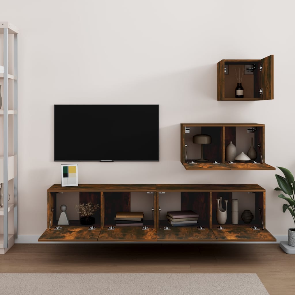 vidaXL Ensemble de meubles TV 4 pcs Chêne fumé Bois d'ingénierie - Image 3