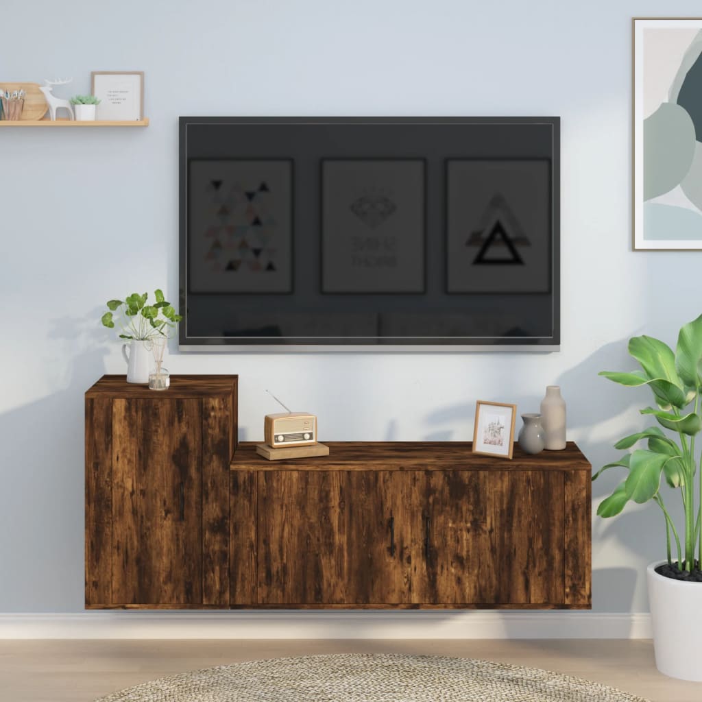vidaXL Ensemble de meubles TV 2 pcs Chêne fumé Bois d'ingénierie