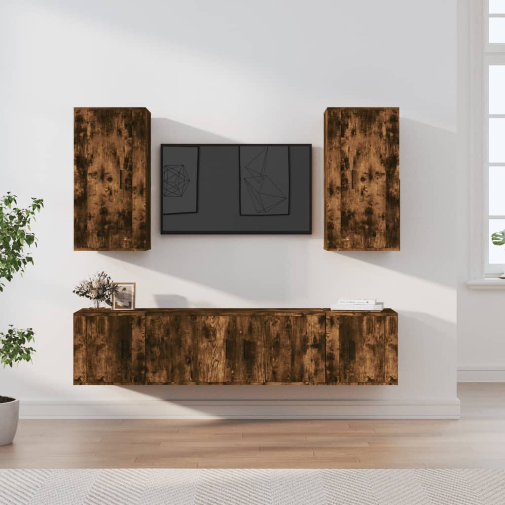 vidaXL Ensemble de meubles TV 5 pcs Chêne fumé Bois d'ingénierie