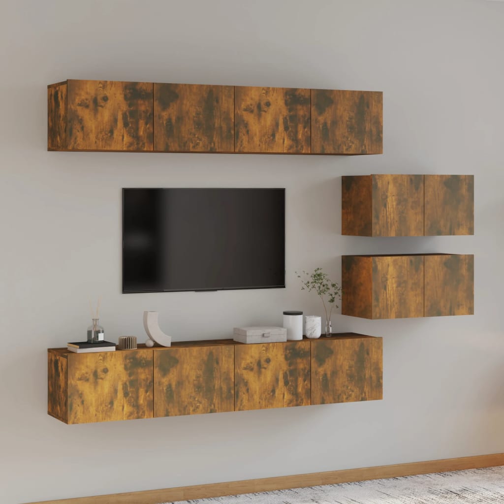 vidaXL Ensemble de meubles TV 6 pcs Chêne fumé Bois d'ingénierie