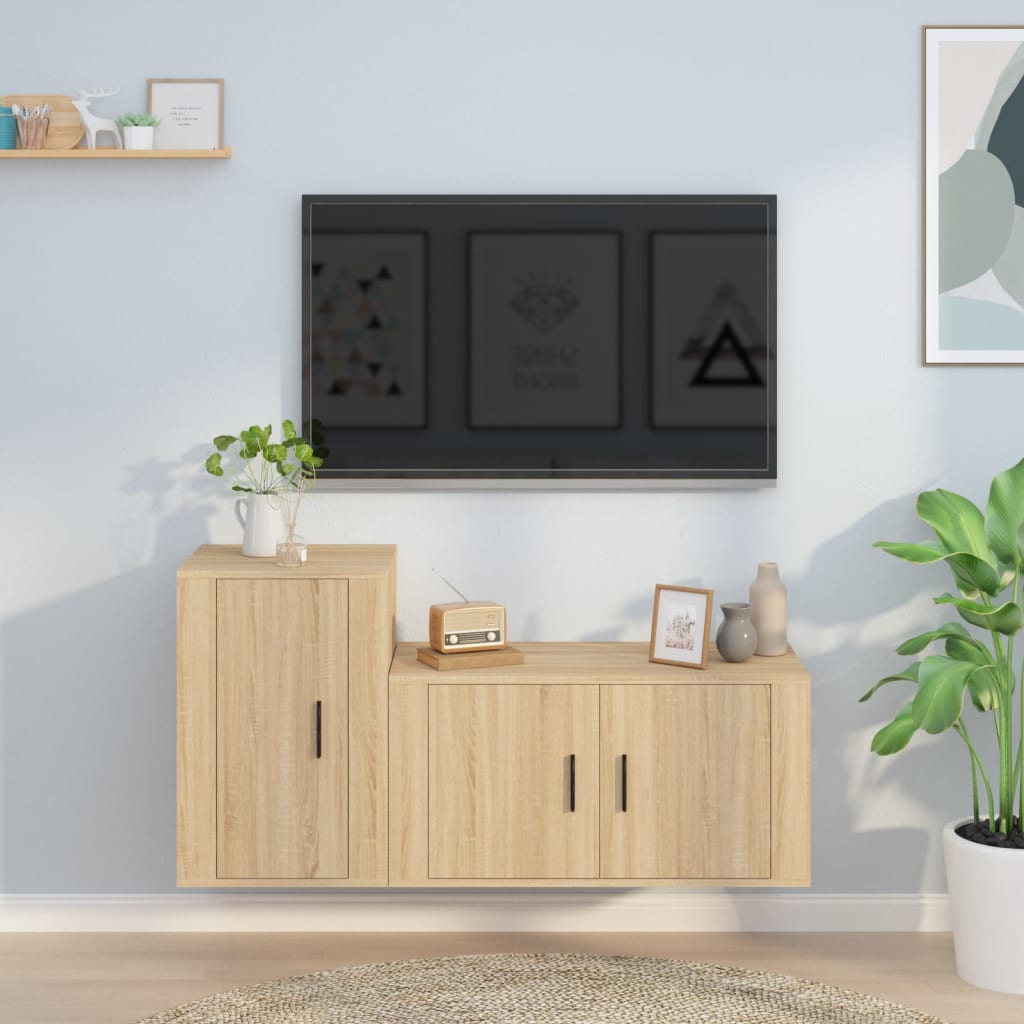 vidaXL Ensemble de meubles TV 2 pcs chêne sonoma bois d'ingénierie