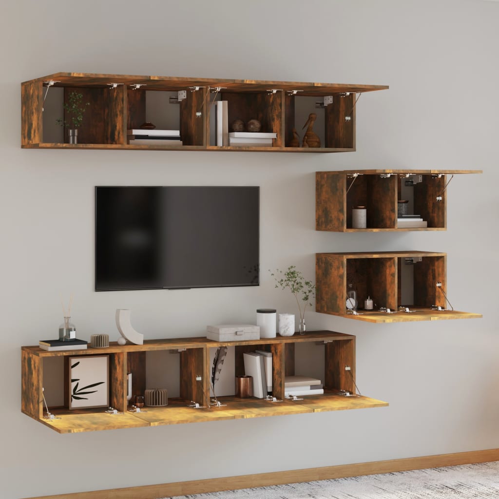 vidaXL Ensemble de meubles TV 6 pcs Chêne fumé Bois d'ingénierie - Image 6
