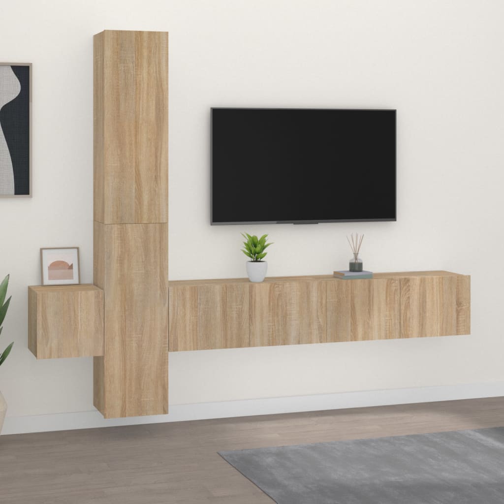 vidaXL Ensemble de meubles TV 5 pcs Chêne sonoma Bois d'ingénierie