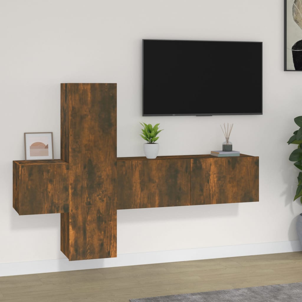 vidaXL Ensemble de meubles TV 3 pcs Chêne fumé Bois d'ingénierie