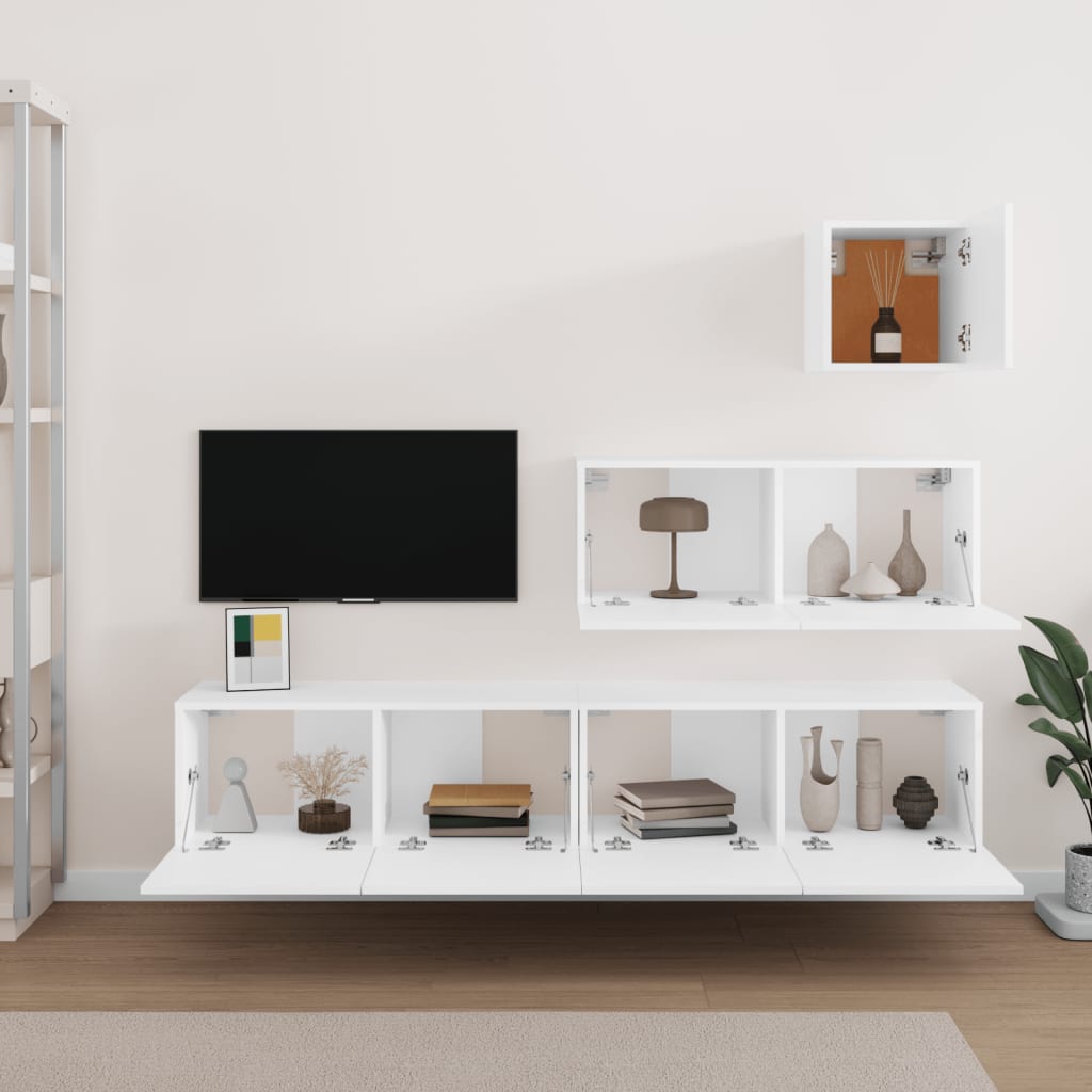vidaXL Ensemble de meubles TV 4 pcs Blanc Bois d'ingénierie - Image 3