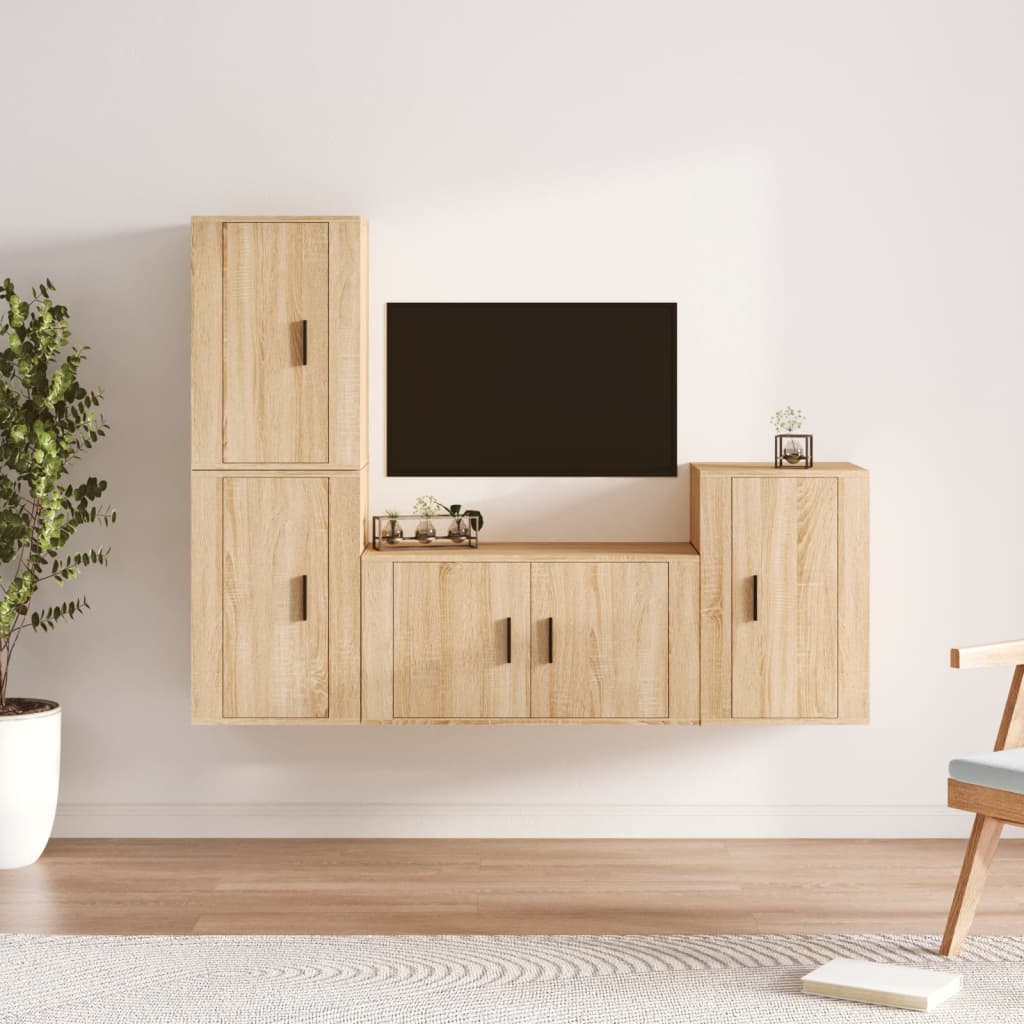 vidaXL Ensemble de meubles TV 4 pcs Chêne sonoma Bois d'ingénierie
