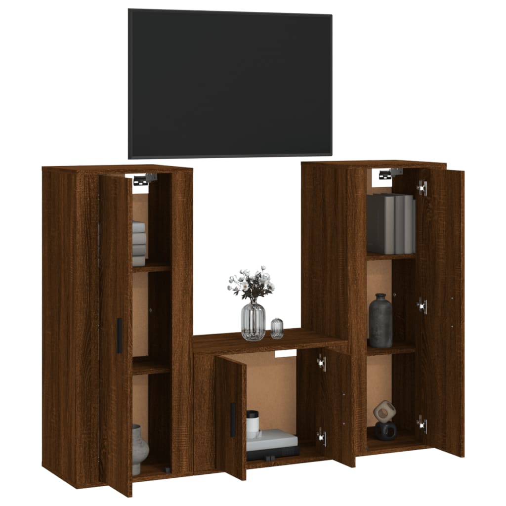 vidaXL Ensemble de meubles TV 3 pcs Chêne marron Bois d'ingénierie - Image 3