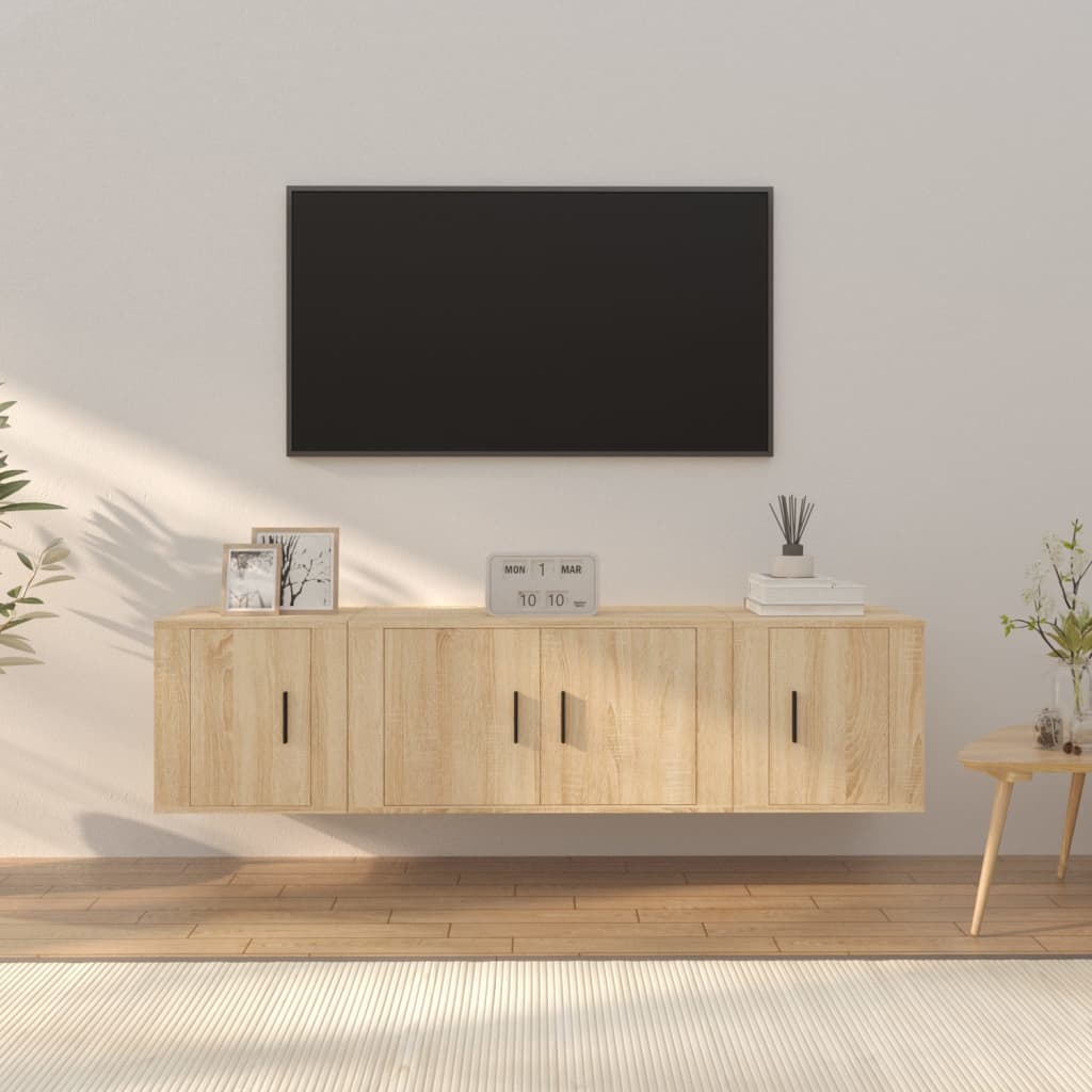 vidaXL Ensemble de meubles TV 3 pcs Chêne sonoma Bois d'ingénierie