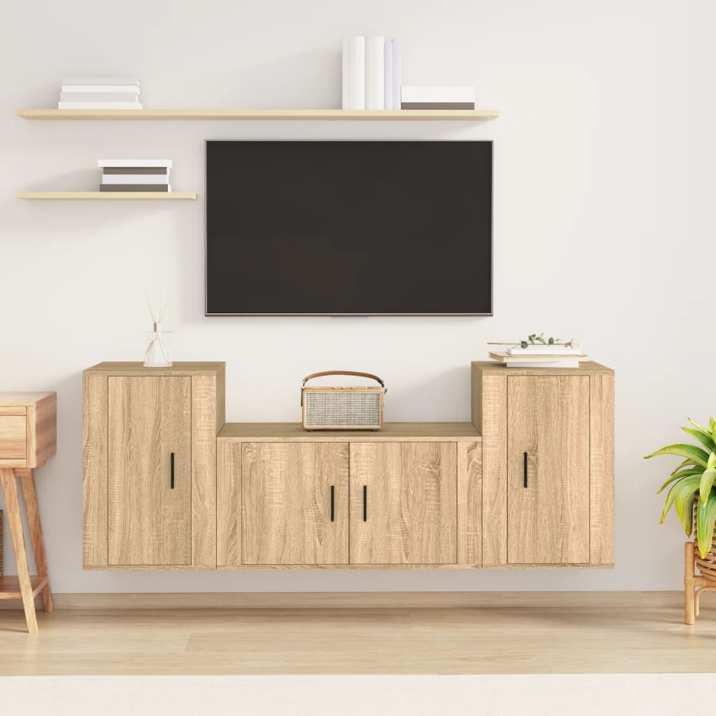 vidaXL Ensemble de meubles TV 3 pcs Chêne sonoma Bois d'ingénierie