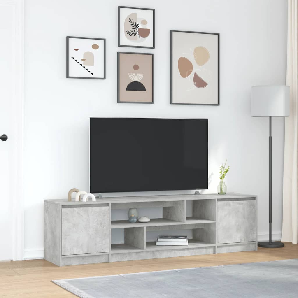 vidaXL Meuble TV gris béton 188,5x41x50 cm bois d'ingénierie
