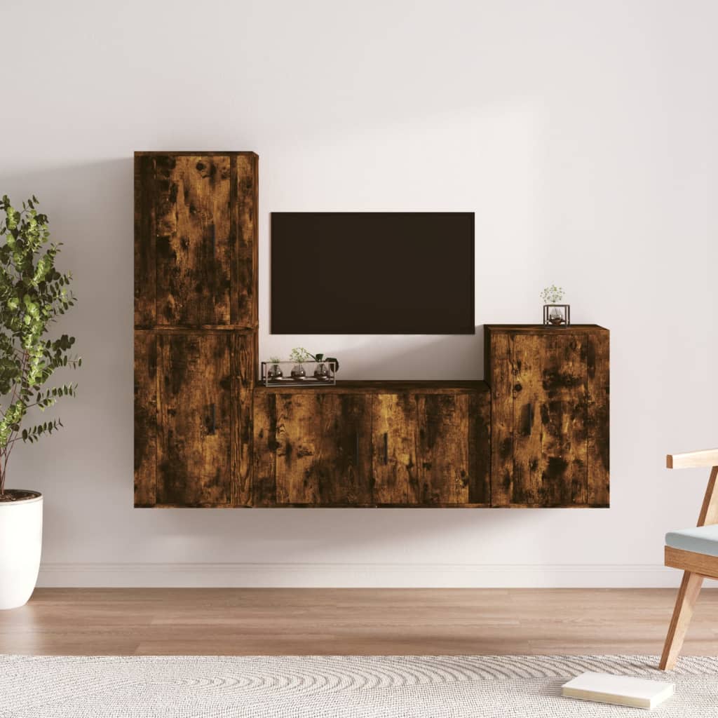vidaXL Ensemble de meubles TV 4 pcs Chêne fumé Bois d'ingénierie