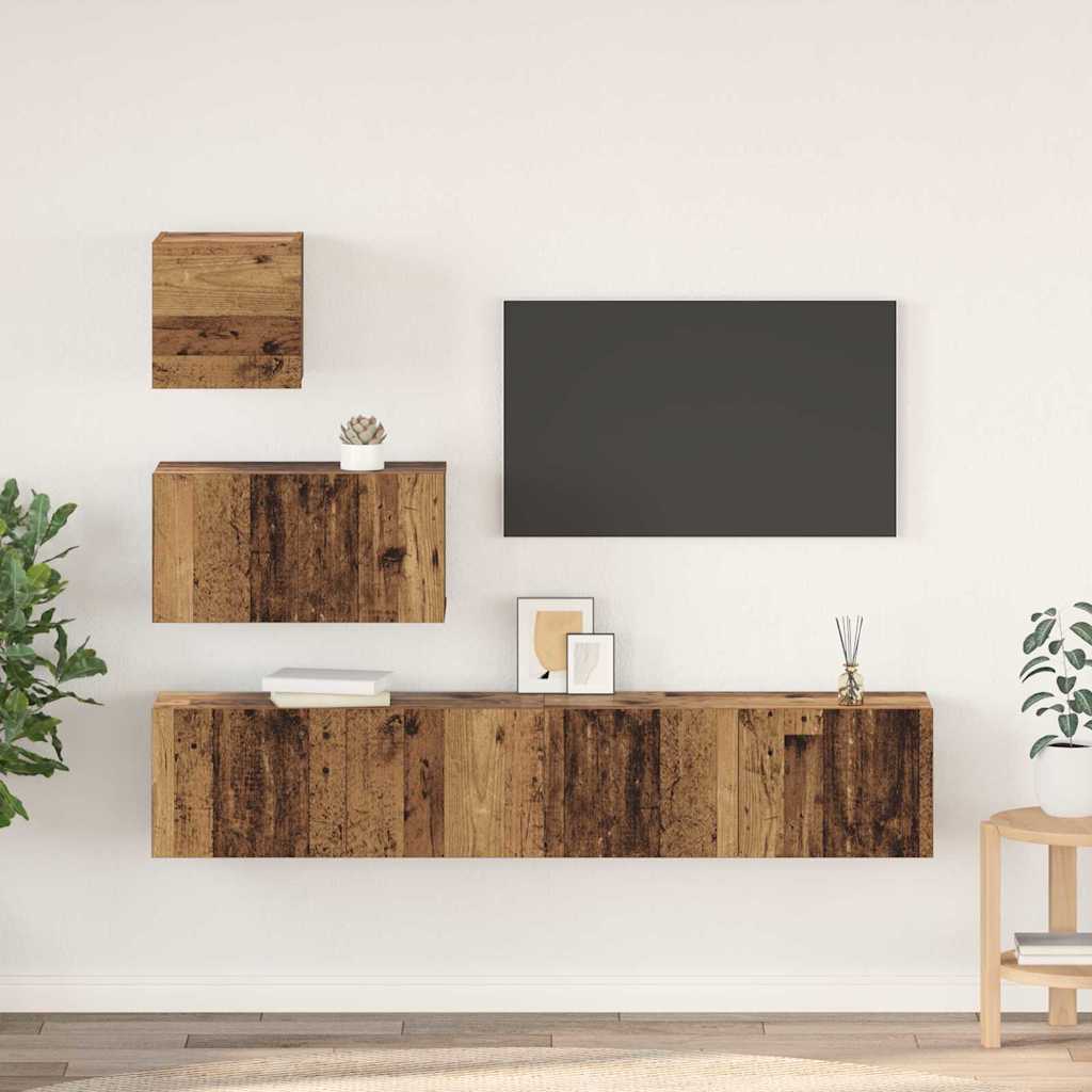 vidaXL Ensemble meuble TV 4 pcs Bois Ancien Bois d'ingénierie
