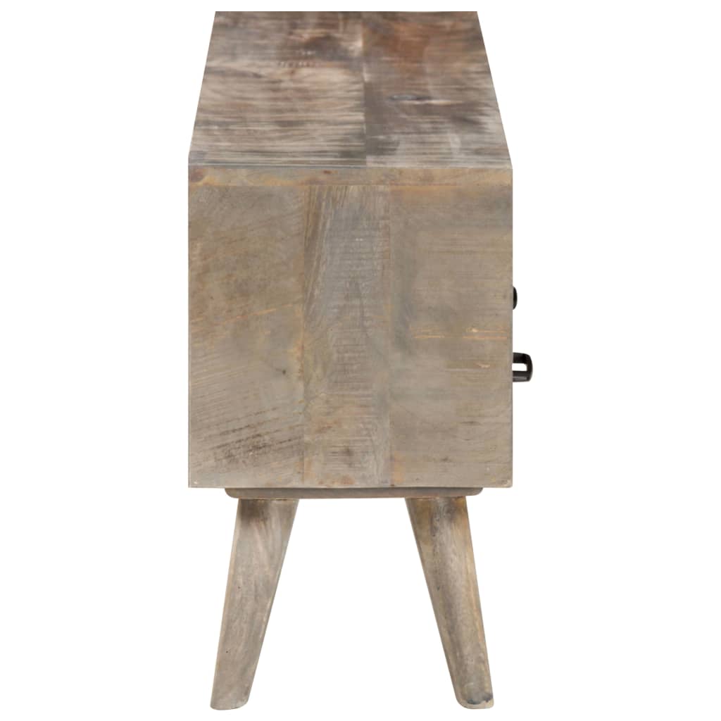 vidaXL Meuble TV Gris 130x35x51 cm Bois massif de manguier brut - Image 3