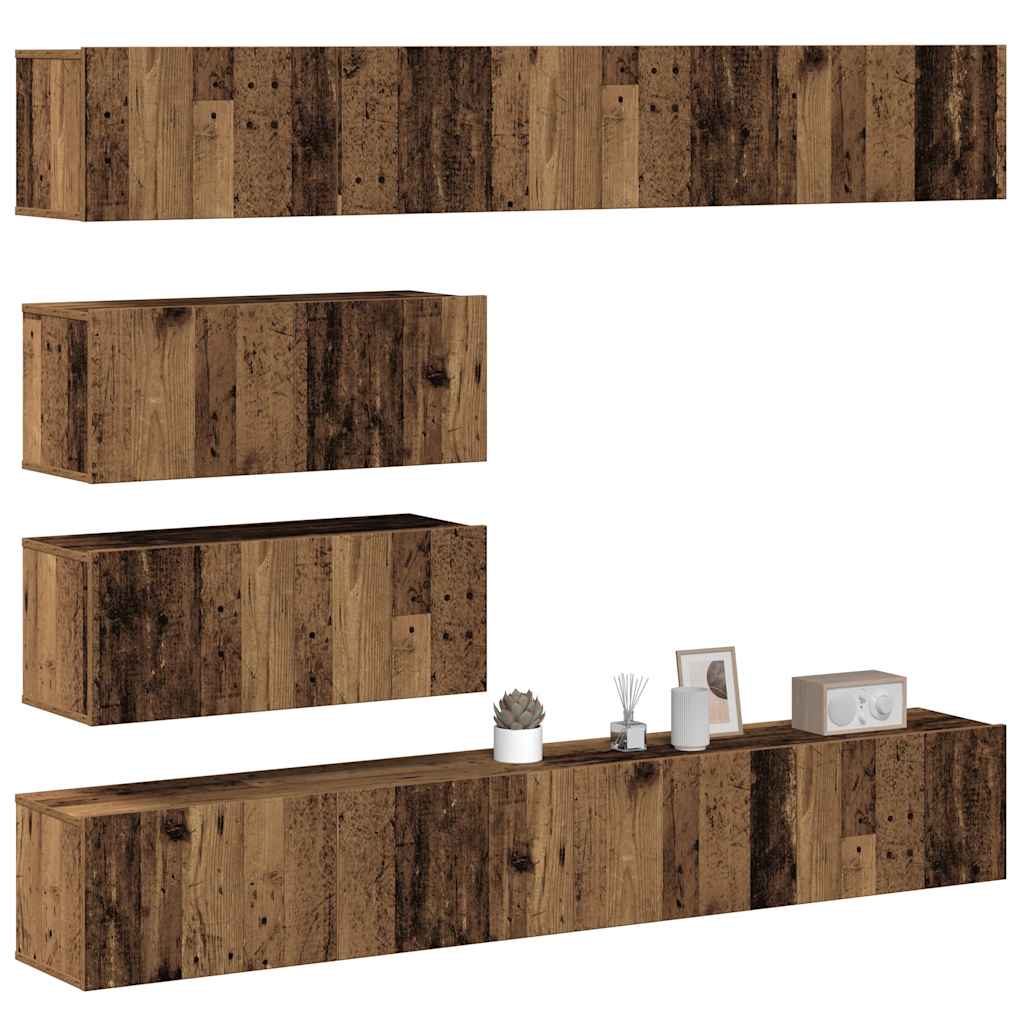 vidaXL Ensemble de meuble TV mural 6 pcs vieux bois bois d'ingénierie