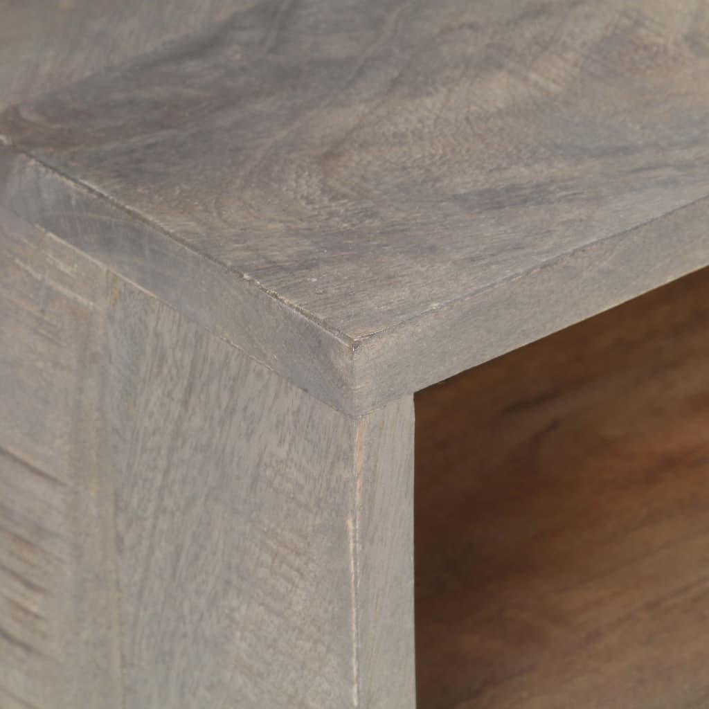 vidaXL Meuble TV Gris 130x35x51 cm Bois massif de manguier brut - Image 6
