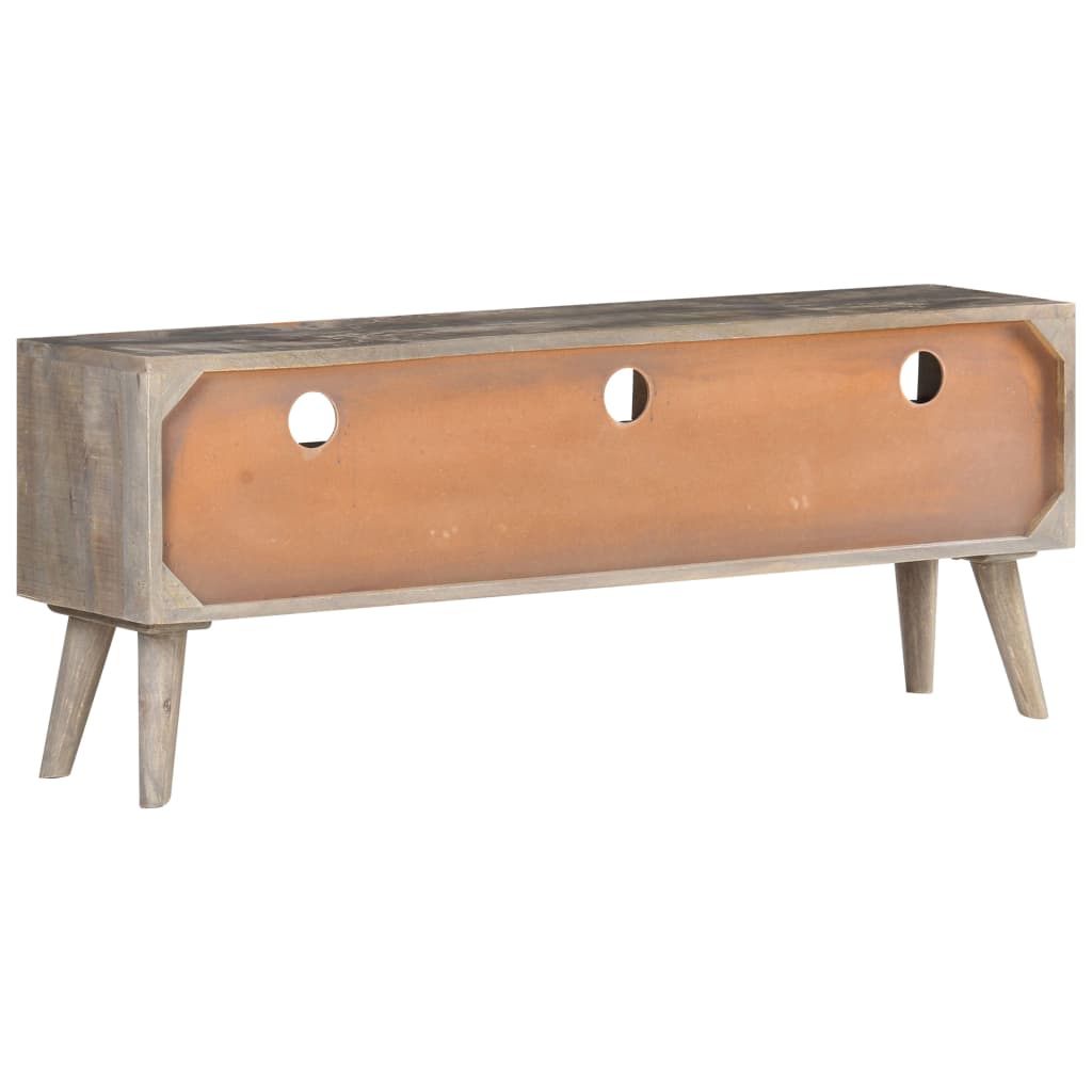 vidaXL Meuble TV Gris 130x35x51 cm Bois massif de manguier brut - Image 4
