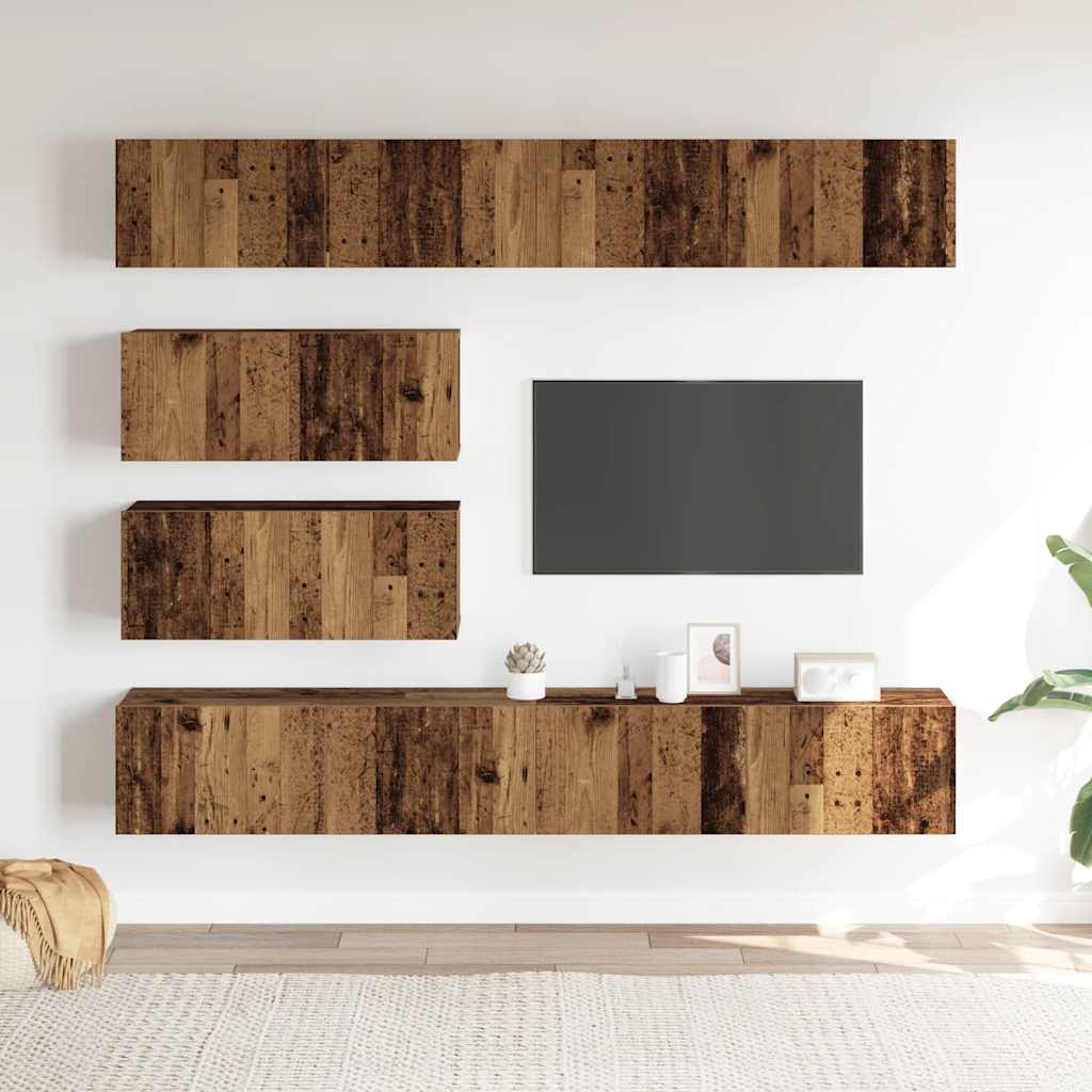 vidaXL Ensemble de meuble TV mural 6 pcs vieux bois bois d'ingénierie - Image 3