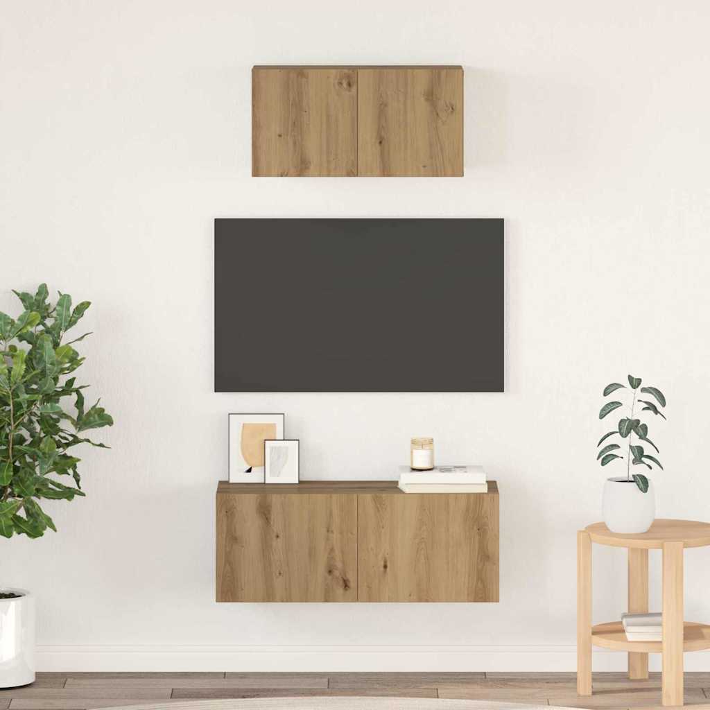 vidaXL Ensemble meuble TV 2 pcs Chêne artisanal Bois d'ingénierie