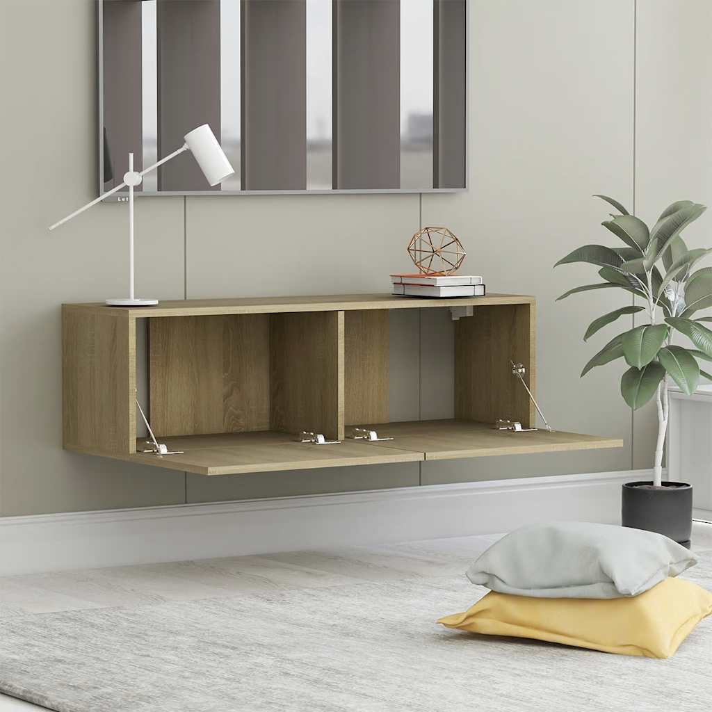 vidaXL Meuble TV Chêne sonoma 100x30x30 cm Bois d’ingénierie - Image 3
