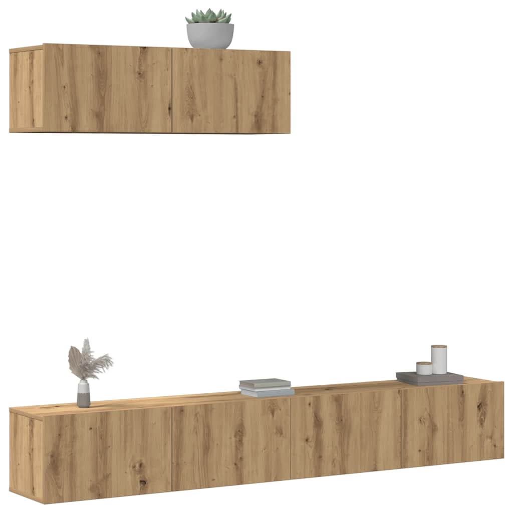 vidaXL Ensemble de meuble TV mural 3 pcs chêne artisanal
