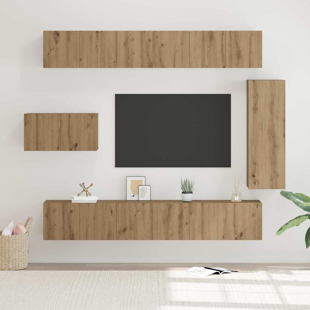 vidaXL Ensemble meuble TV 8 pcs Chêne artisanal Bois d'ingénierie