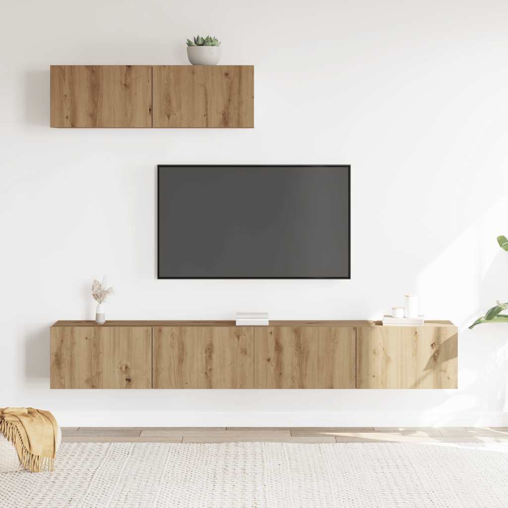 vidaXL Ensemble de meuble TV mural 3 pcs chêne artisanal - Image 3