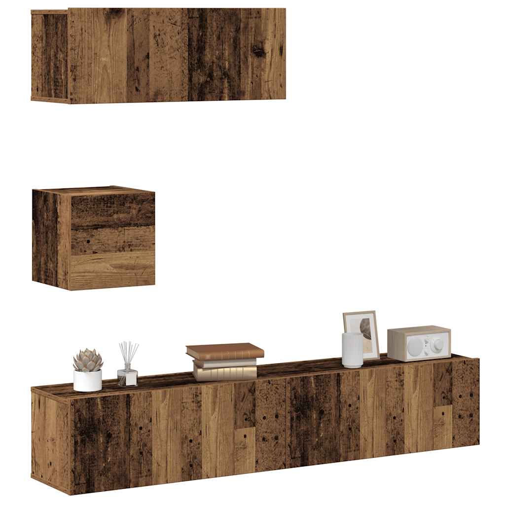 vidaXL Ensemble de meuble TV mural 4 pcs vieux bois bois d'ingénierie