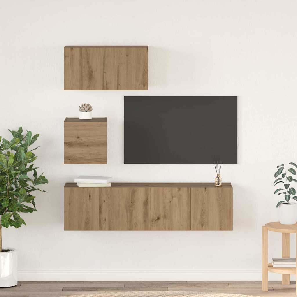vidaXL Ensemble meuble TV 4 pcs Chêne artisanal Bois d'ingénierie